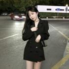 Double Breasted Coat Dress Black - One Size
