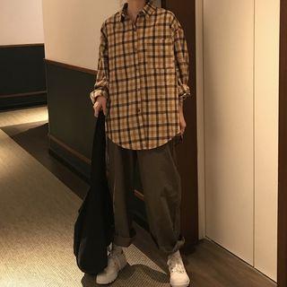 Plaid Shirt / Wide Leg Pants