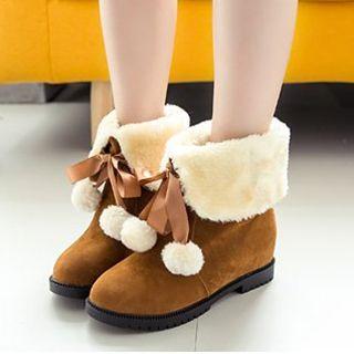 Fleece-lined Short Snow Boots