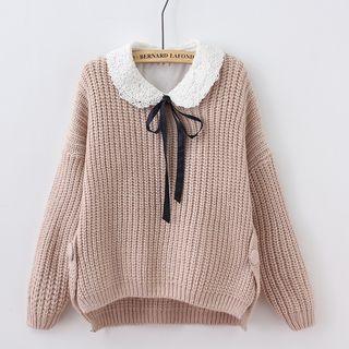 Contrast Collared Loose-fit Sweater