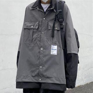 Mock Two-piece Cargo Buttoned Jacket