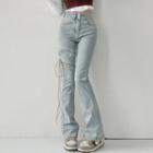 Lace-up High-waist Bootcut Jeans
