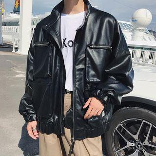 Faux Leather Oversize Jacket