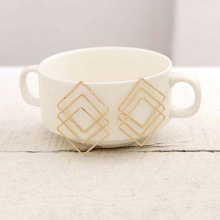 Layered Alloy Square Earring 925 Sterling Silver - As Shown In Figure - One Size