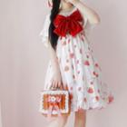 Short-sleeve Bow Accent Rabbit Print A-line Dress