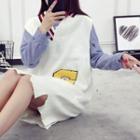 Alphabet Applique Long Knit Vest
