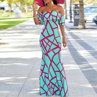 Off-shoulder Ruffled Maxi Dress