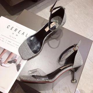 Sequined Ankle Strap High-heel Sandals