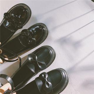 Bow Accent Ankle Strap Loafers