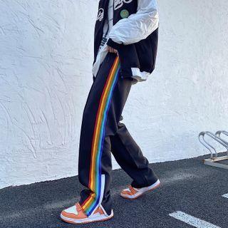 Color Block Striped Wide-leg Pants