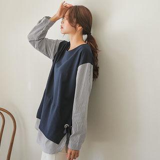Stripe-detail Tie-side T-shirt
