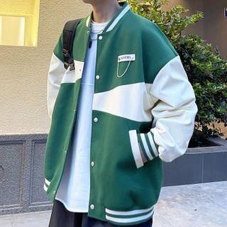 Long-sleeve Color Block Baseball Jacket