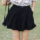 Ruffle Hem Wide Leg Shorts