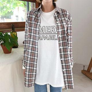 Pocket-patch Long Plaid Shirt