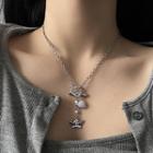 Angel Heart Pendant Alloy Necklace White Heart - Silver - One Size