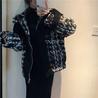 Fleece Panel Padded Coat As Shown In Figure - One Size