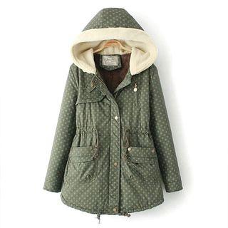 Hooded Fleece-lined Printed Coat
