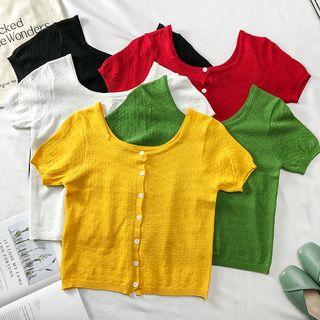 Button-down Summer-knit Plain Top