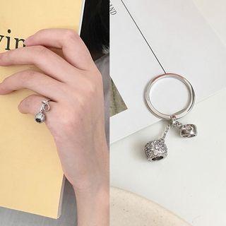 Rhinestone Dangling Ring 1 Pc - Ring - White Gold - One Size