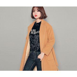 Open-front Pocket-detail Coat With Sash