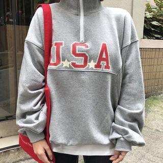 Half-zip Lettering Pullover