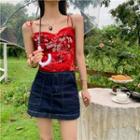 Floral Print Camisole Top Red - One Size