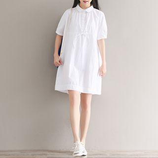 Drawstring Short-sleeve A-line Dress
