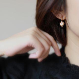 Heart Drop Clip-on Earring 1 Pair - Clip On Earring - Gold - One Size