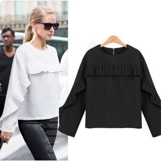 Long-sleeved Loose-fit Plain Top