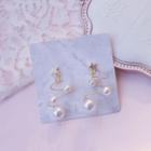 Faux Pearl Drop Earring 1 Pair - S925 Silver Earring - White Faux Pearl - Gold - One Size
