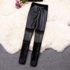 Rhinestone Faux Leather Leggings