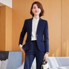 One-button Blazer / Long-sleeve Blouse / Dress Pants / Pencil Skirt / Set