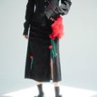 Flower Detail Side-slit Midi A-line Skirt