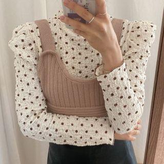 Dotted Long-sleeve Top / Sweater Vest