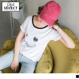 Smile Face Print Short Sleeve T-shirt
