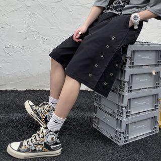 Plain Grommet Straight Leg Shorts