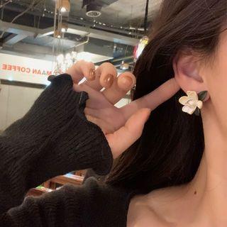 Flower Stud Earring 1 Pair - Green & White - One Size