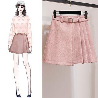 Belted A-line Wrap Skirt