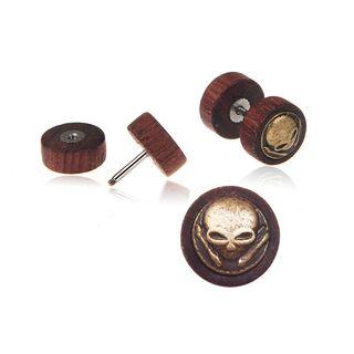Stainless Steel Wooden Disc Through & Through Earring