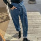 Asymmetric-waist Wide-leg Jeans With Belt