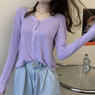 Knitted V-neck Cropped Top