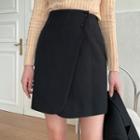 Button-detail Mini Wrap Skirt