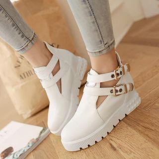 Belted Hidden Wedge Platform Shoes