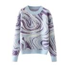 Printed Sweater Purple & Light Blue - One Size