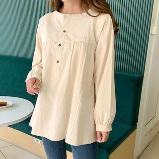 Plus Size Raglan-sleeve Shirred Blouse