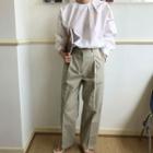 Balloon-sleeve Drawstring-hem Top
