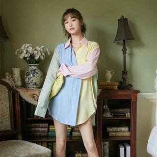 Paneled Shirt Blue & Yellow - One Size