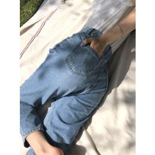 Washed Cropped Tapered Jeans