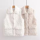 Collared Fluffy Button Vest