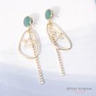 Alloy Star Rhinestone Fringed Earring 1 Pair - Green & Gold - One Size